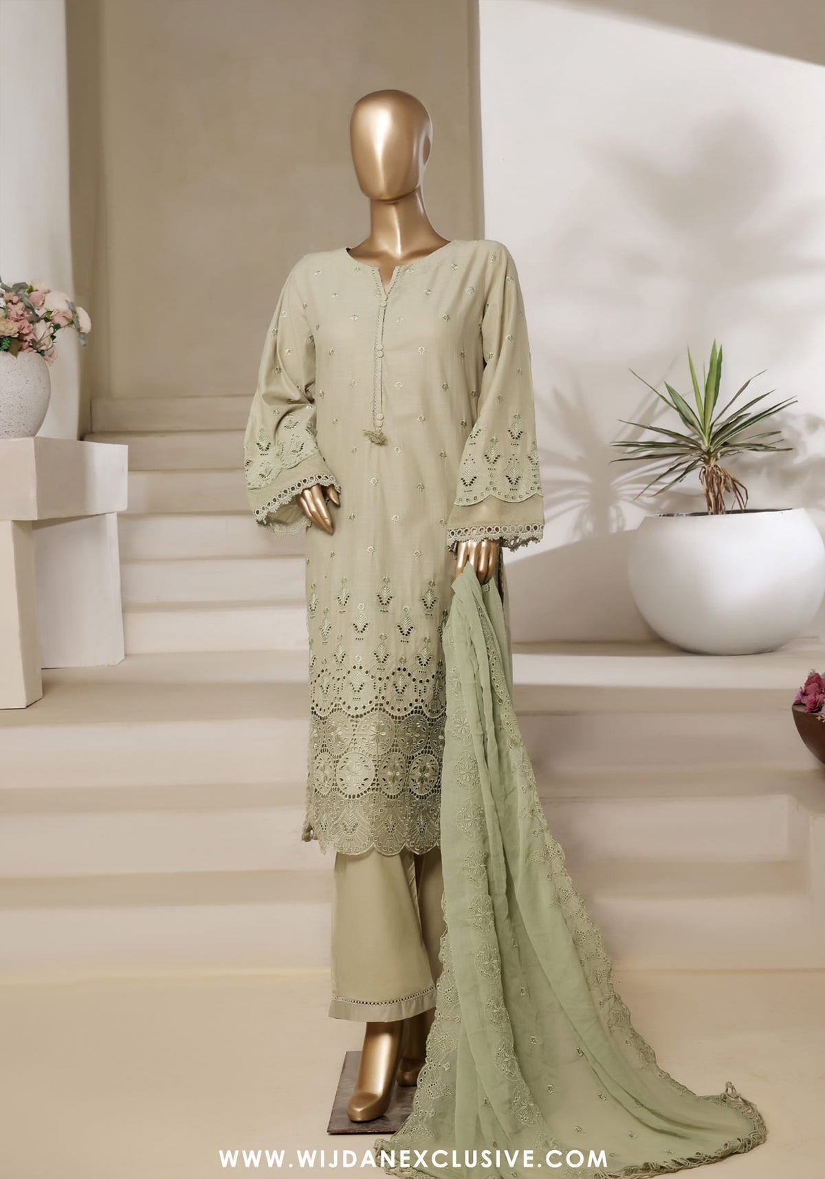 Sadabahar Stitched Luxury Embroidered Chikankari Collection - 2025 (Pista)