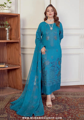 Marjjan Unstitched Silk Viscose Embroidered Collection MV-277 (Sea Green)