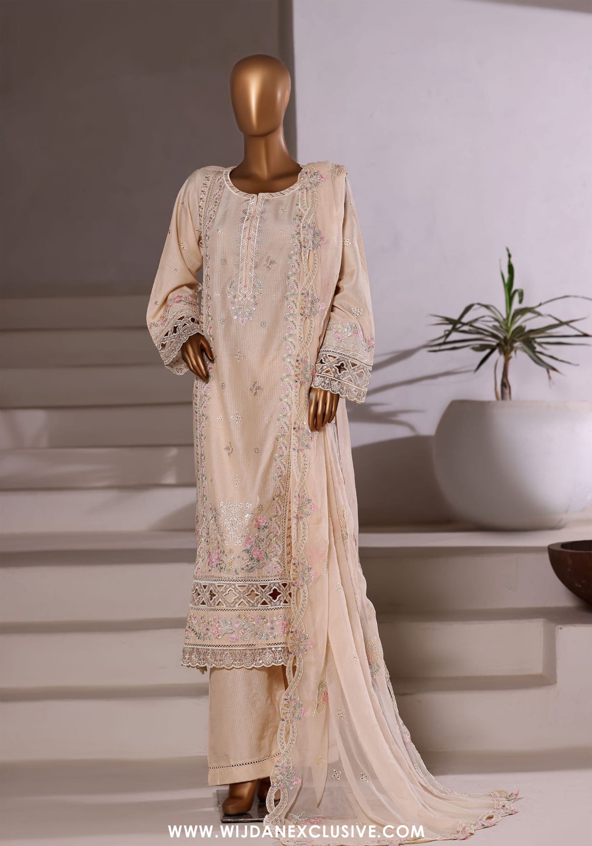 Sadabahar Stitched Luxury Viscose Vol-I Collection - 2025 (CREAM)