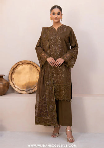 Amani by Marjjan | Unstitched Embroidered Viscose Winter Collection - 2025 MSV-05-A (COFFEE)