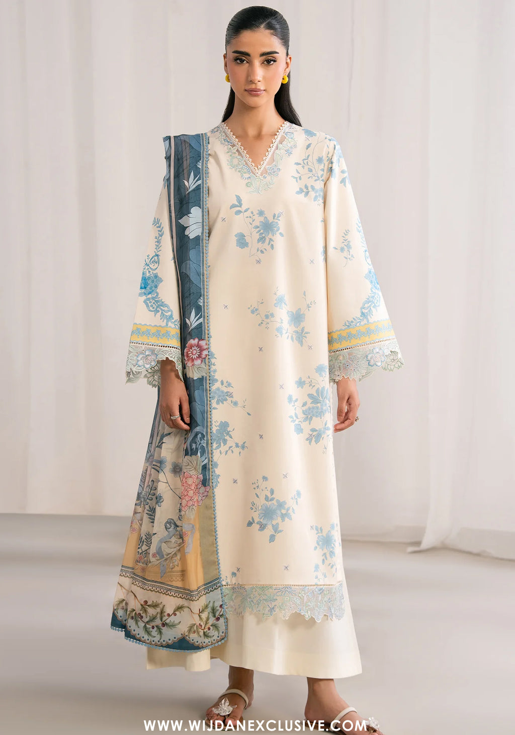 Nysa by Seran | Unstitched Printed & Embroidered Cambric Collection'26 (IVIORE)