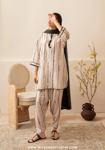 Casual Lite Janaan Stitched Premium Silk Viscose Drop-I (NOIR LINES)