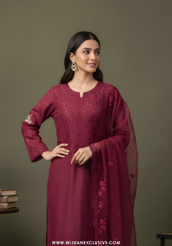 Mohar by Wijdan | Stitched Embroidered Rawsilk Collection - 2025 (CRIMSON FOLKLORE)