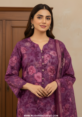 Amarah by Wijdan | Unstitched Embroidered Viscose Self Collection - 2025 (PURPLE)