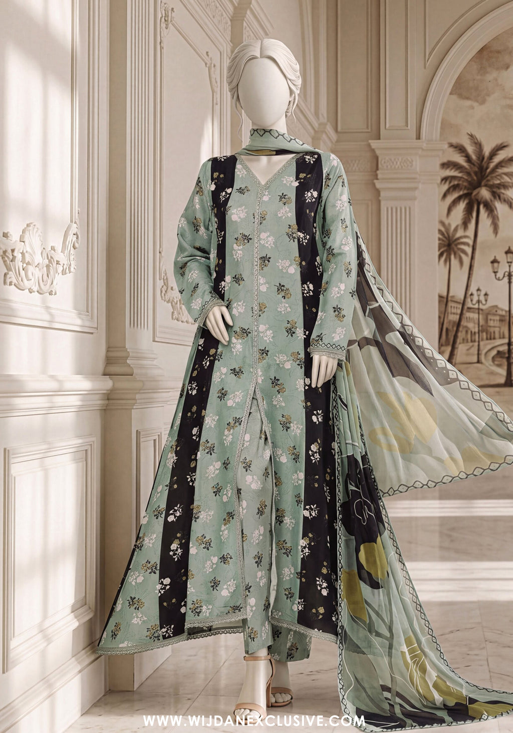 A Flowy Cut by HZ Textile | Stitched Printed & Emb Silk Collection'26 (D-02)