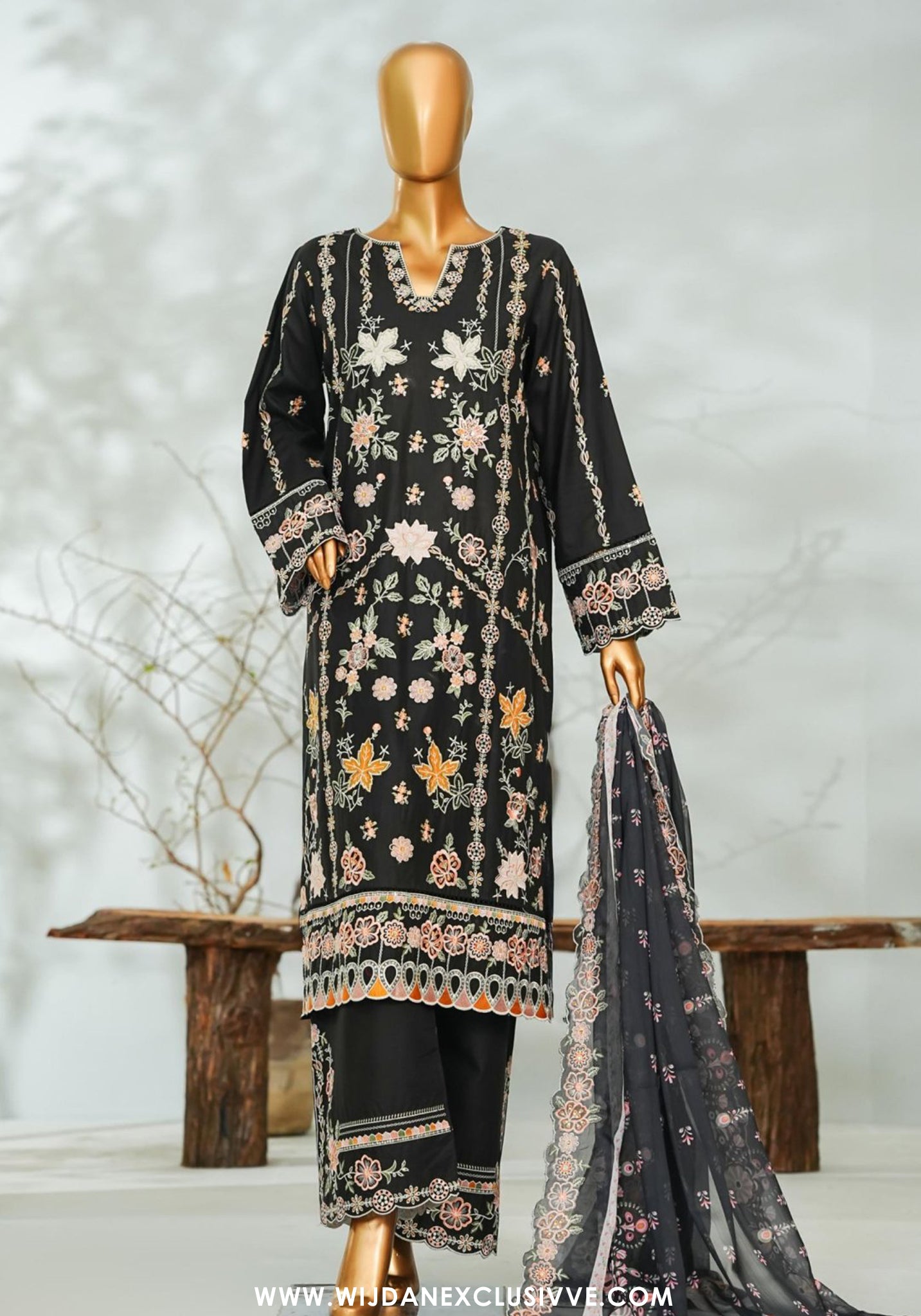 Bin Saeed Stitched Applique Kari Luxury 3pc Collection - 2026 (D-01) Wijdan Exclusive Bin Saeed Stitched Applique Kari Luxury 3pc Collection - 2026 (D-01) Wijdan Exclusive