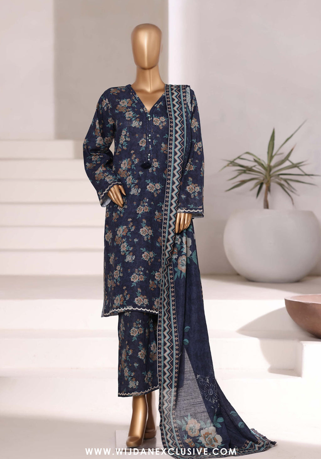 Sadabahar Stitched Khaddar Fall Embroidered Collection - 2025 (BLUE FLORAL)