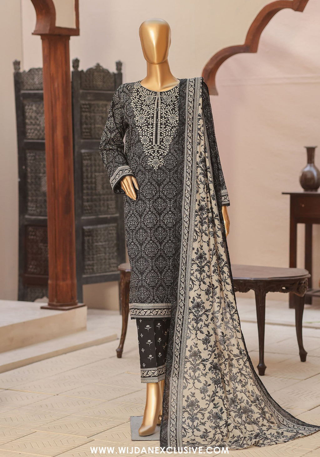 HZ Premium Daily Wear Unstitched Embroidered 3pc Lawn Collection - 2026 (D-02)
