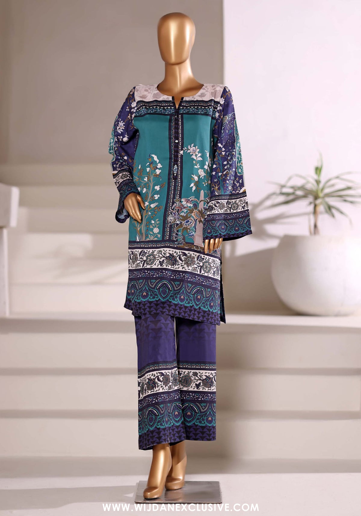 Sadabahar Stitched Printed Viscose 2PC Set Collection - 2025 (BLUE)