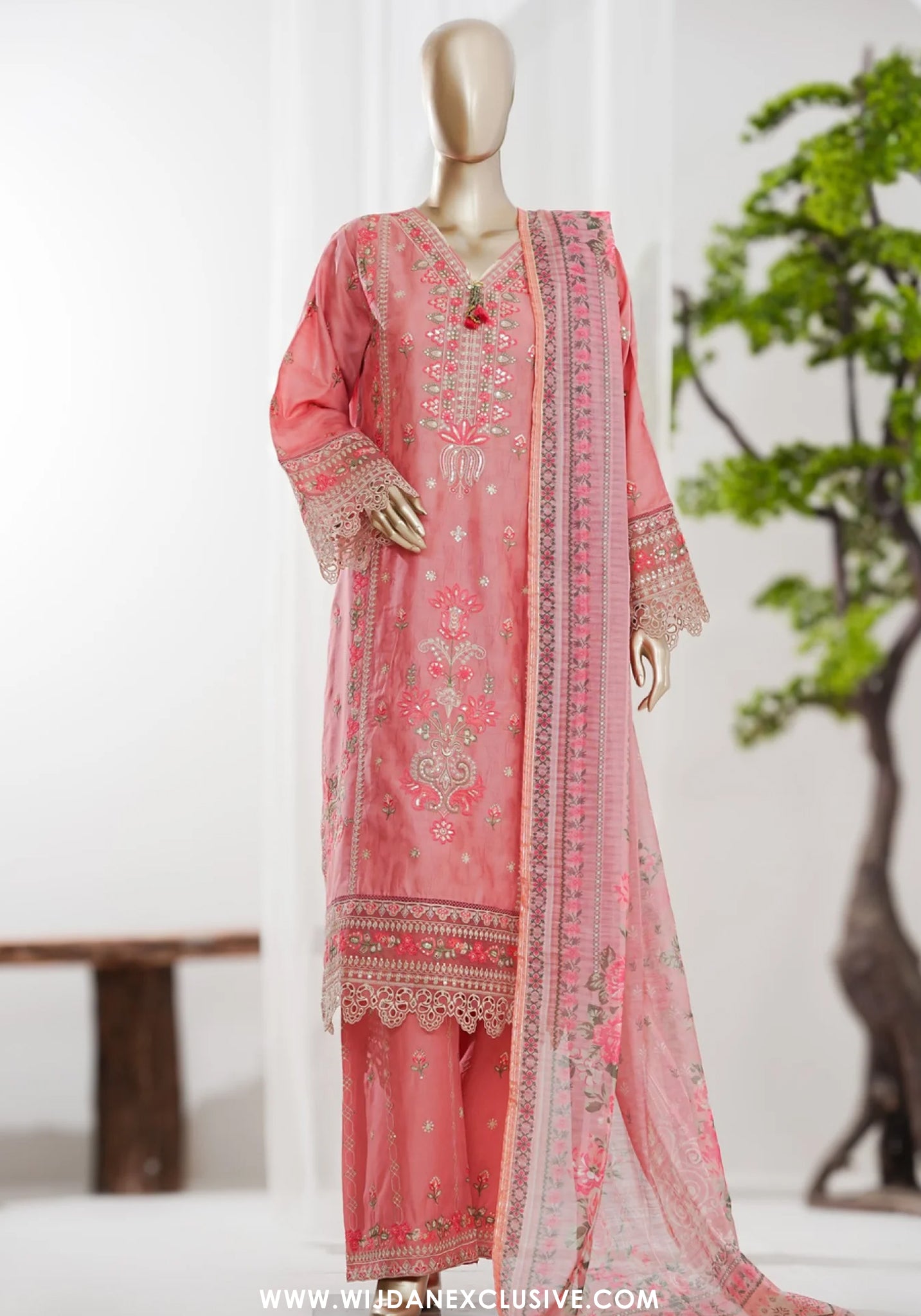 Bin Saeed Stitched 3pc Luxury Embroidered Jacquard Collection - 2026 (D-02)