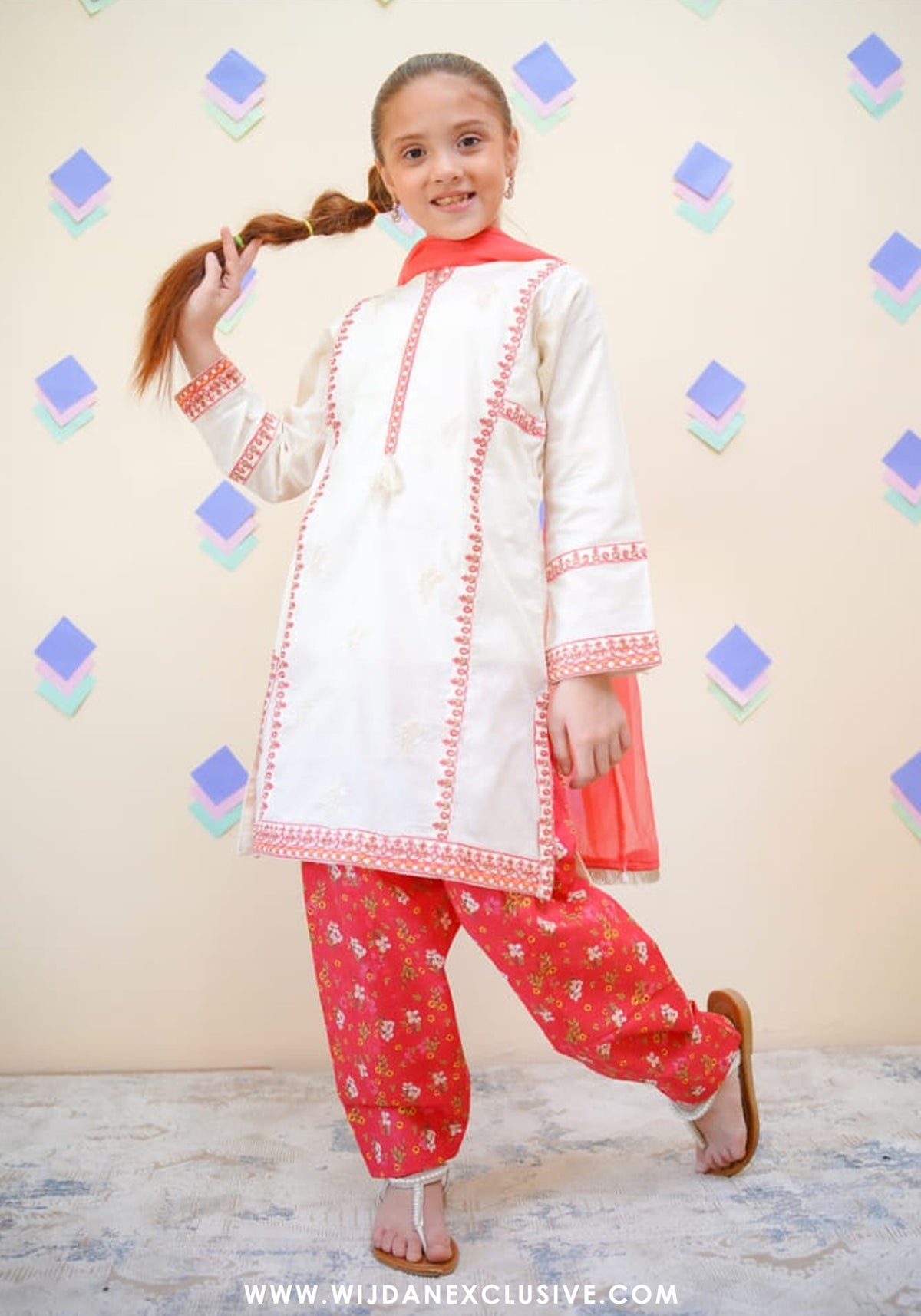 Shanzey Stitched Kids Embroidered Farshi Edit - 2025 (RUBY RED)