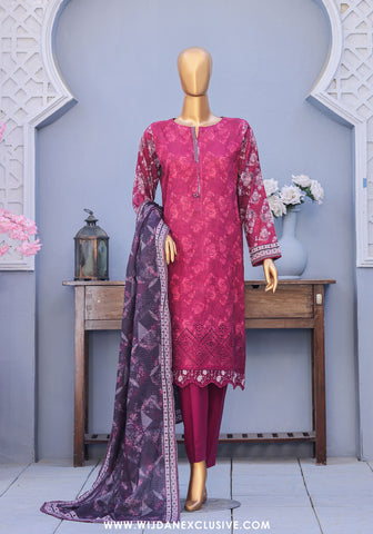 HZ Mehak Unstitched Cross Slub Embroidered Collection - 2025 MCE-3051