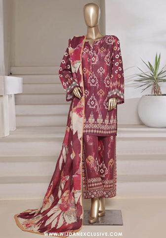 Sadabahar Stitched Printed Shimmered Cambric Summer Collection - 2025 (Maroon)