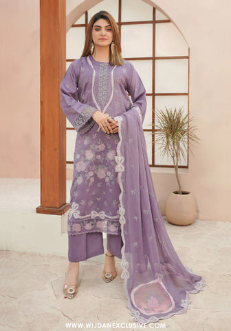 Marjjan Unstitched Silk Viscose Embroidered Vol-03 Collection - 2025 (LAVENDER)