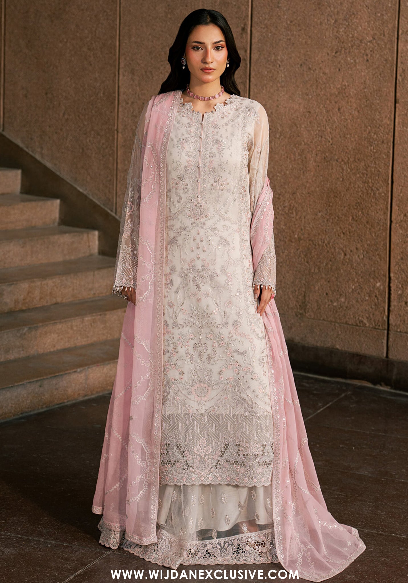 Lazawal by Lamisah | Unstitched Embroidered Formal Chiffon Collection - 2026 (PINK  ELEGANCE)