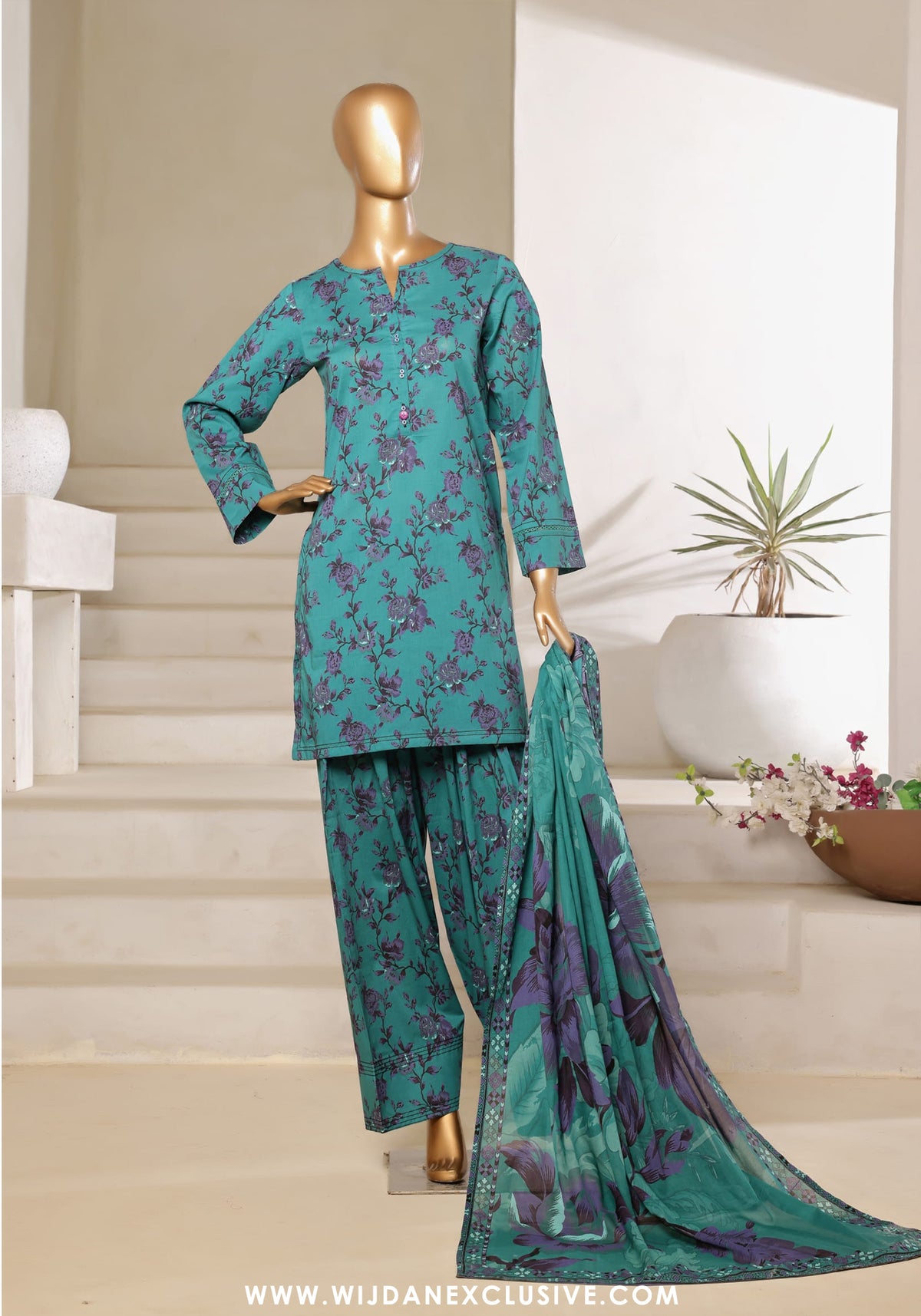 Sadabahar Printed Lawn with Farshi Shalwar Collection - 2025 (Sea Floral)