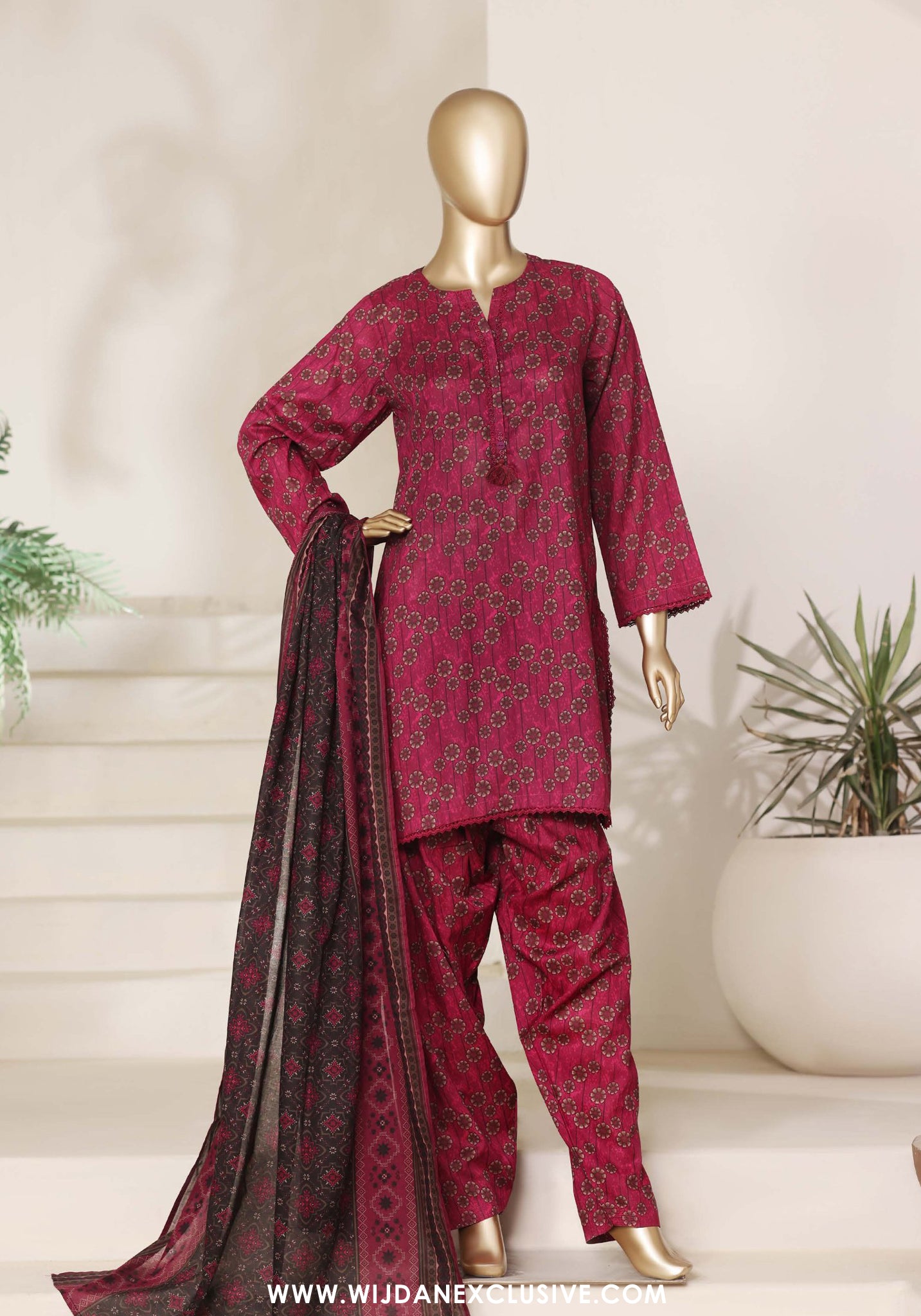 Sadabahar Stitched Printed With Shalwar Collection - 2026 (D-02)