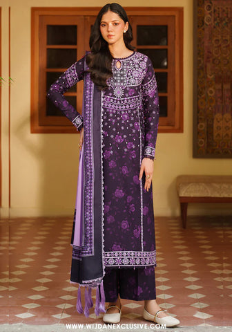 Meline by Farasha | Unstitched Premium Viscose Collection - 2025 (PLUM POWDER)