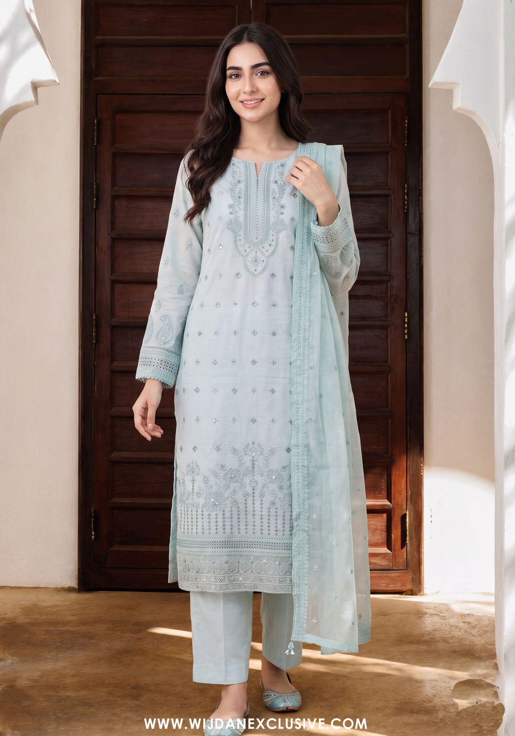 Chand Tara by Wijdan | Unstitched Exclusive Emb Cutdana Jacquard Collection'26 (D-02)