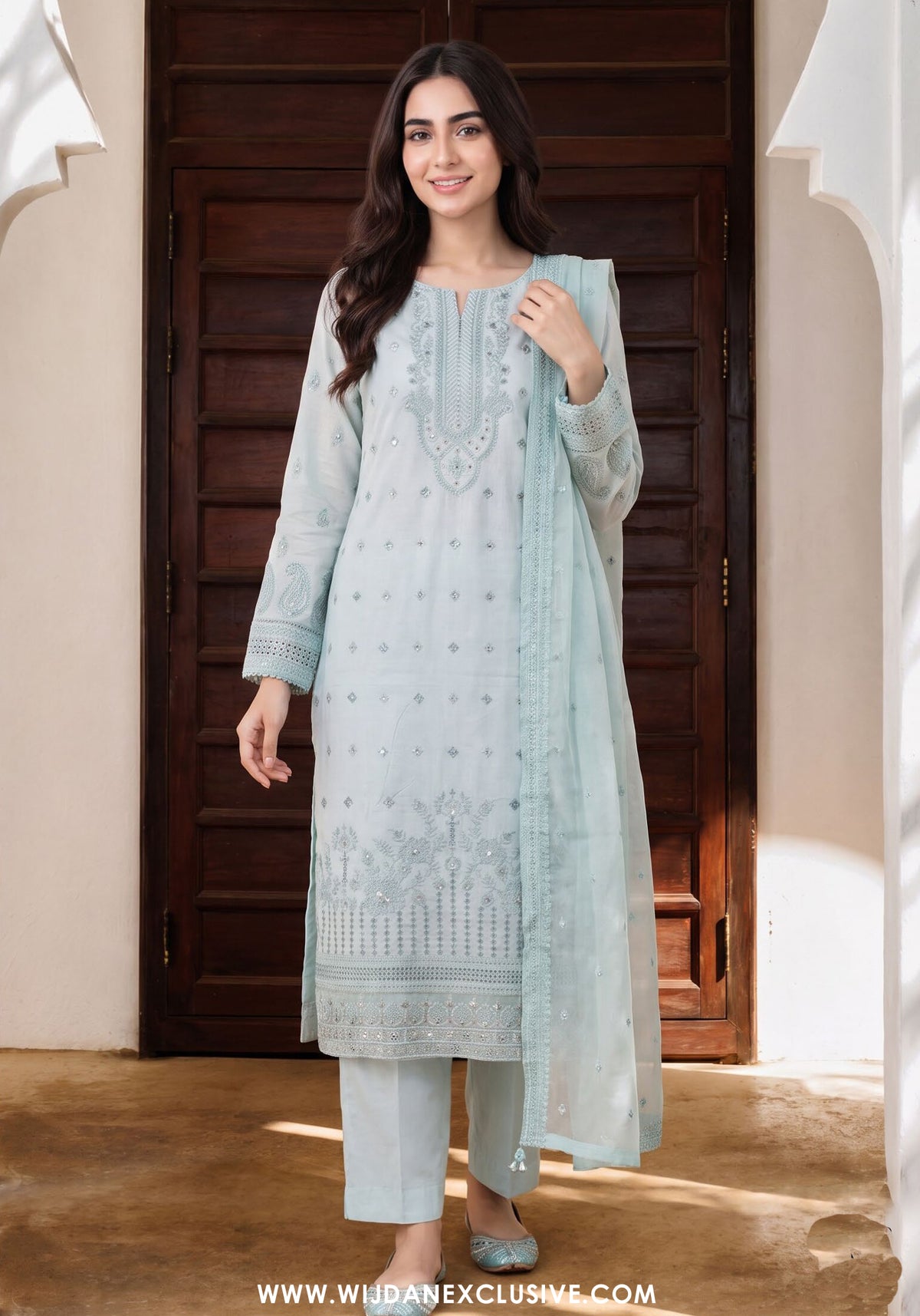 Chand Tara by Wijdan | Unstitched Exclusive Emb Cutdana Jacquard Collection'26 (D-02)