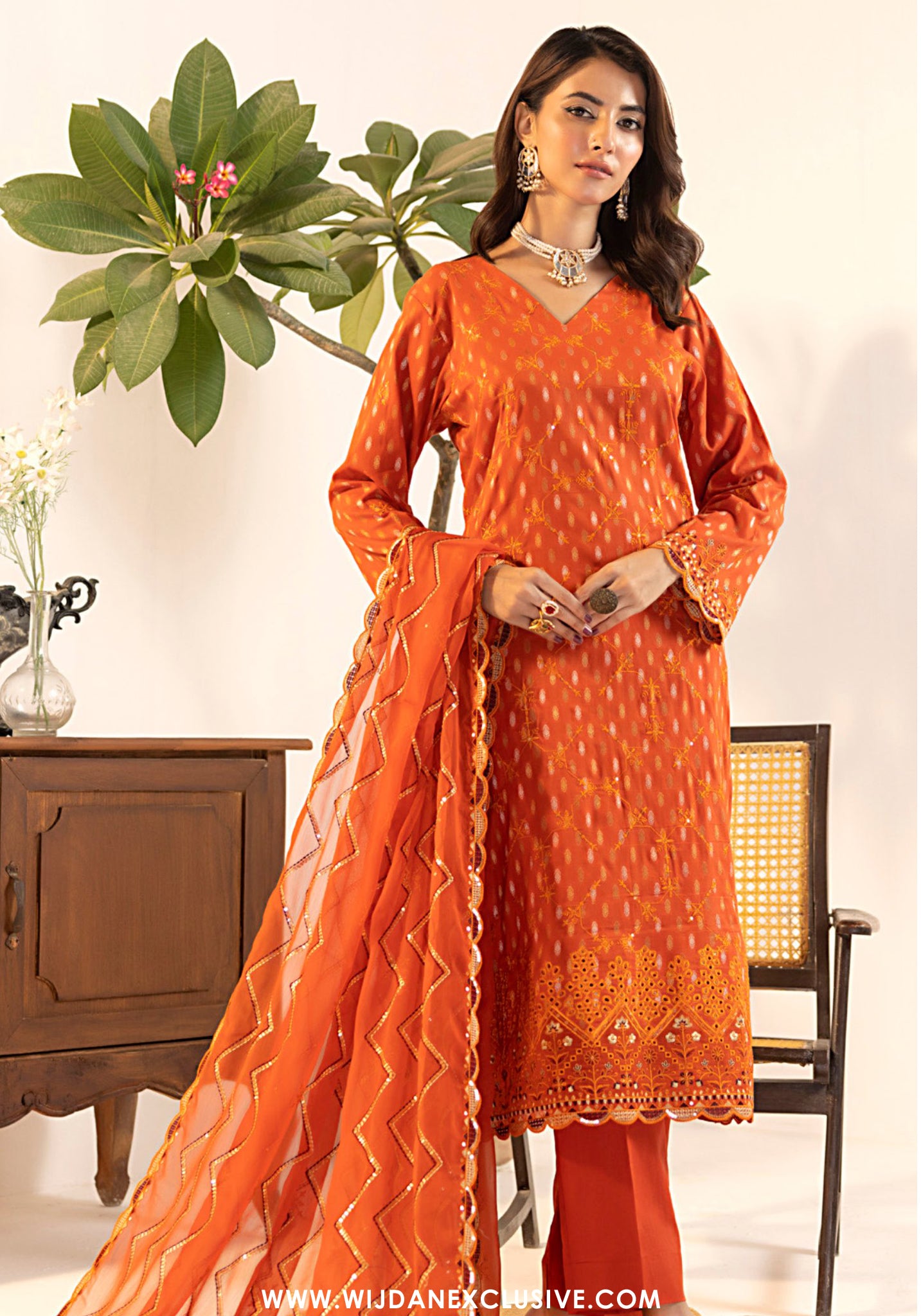 Tanisha by Wijdan | Unstitched Luxury Embroidered Broshia Cotton Collection - 2026 (D-02)