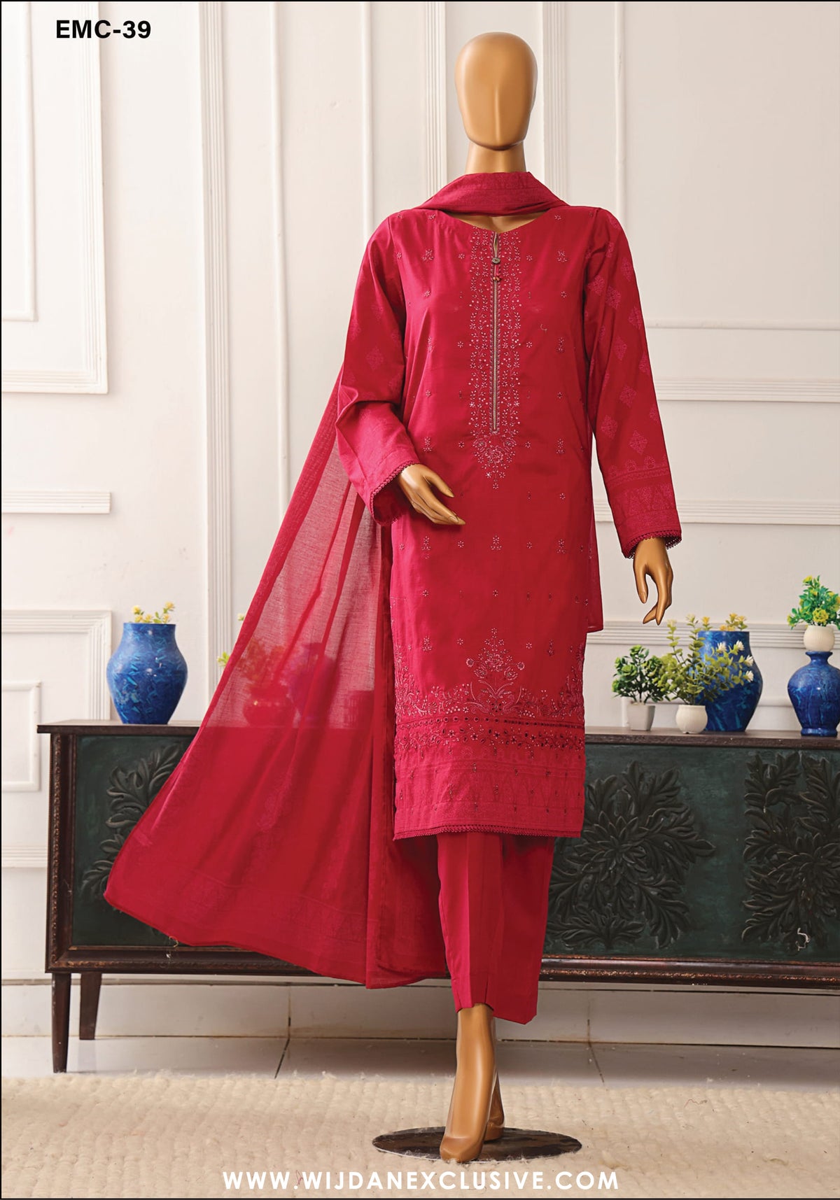 HZ Exclusive Unstitched Mid Summer Embroidered Slub Lawn - 2025 EMC-39