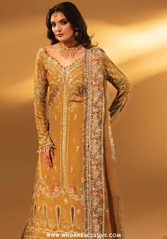 Aylin Unstitched Silk Hand Work Collection (MUSTARD CHARM)