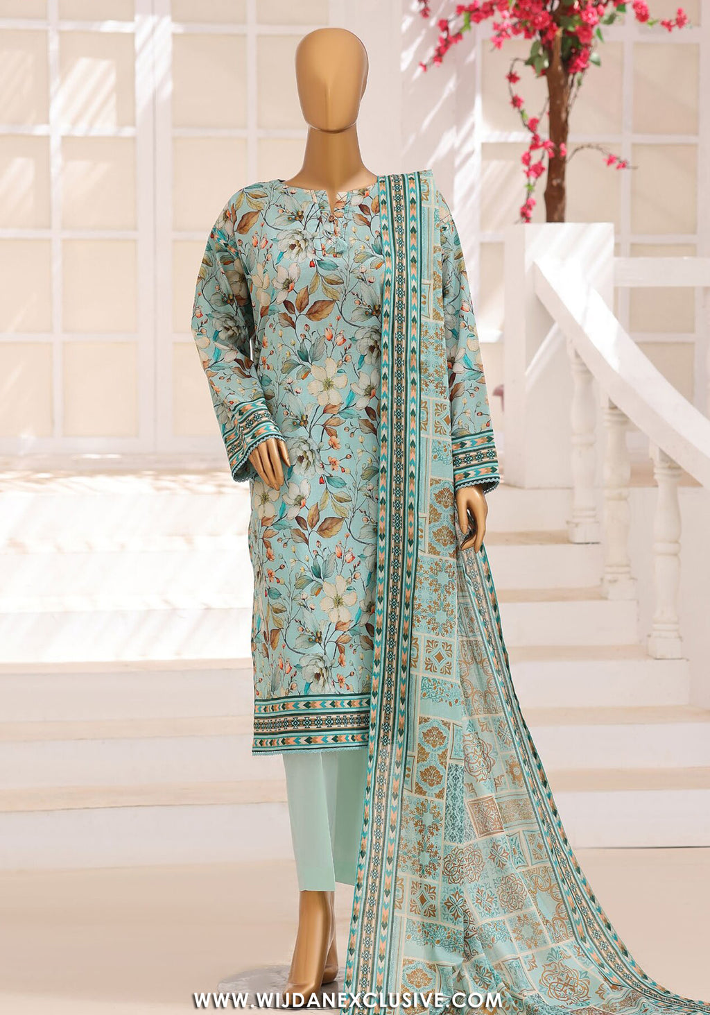 HZ Unstitched Platinum Floral Printed Lawn Collection - 2026 (D-02)