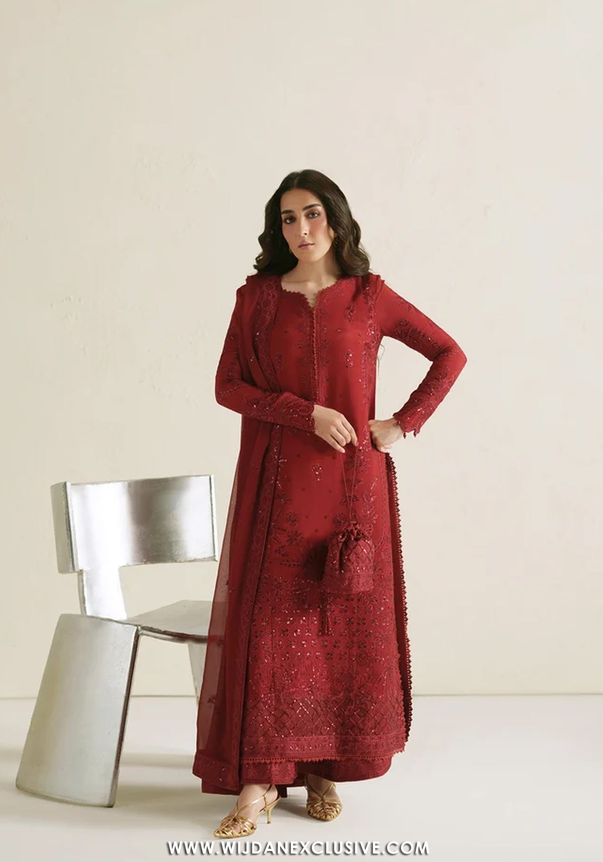 Vera Unstitched Embroidered Raw Silk Formal Edit'26 (LAAL CRIMSON)