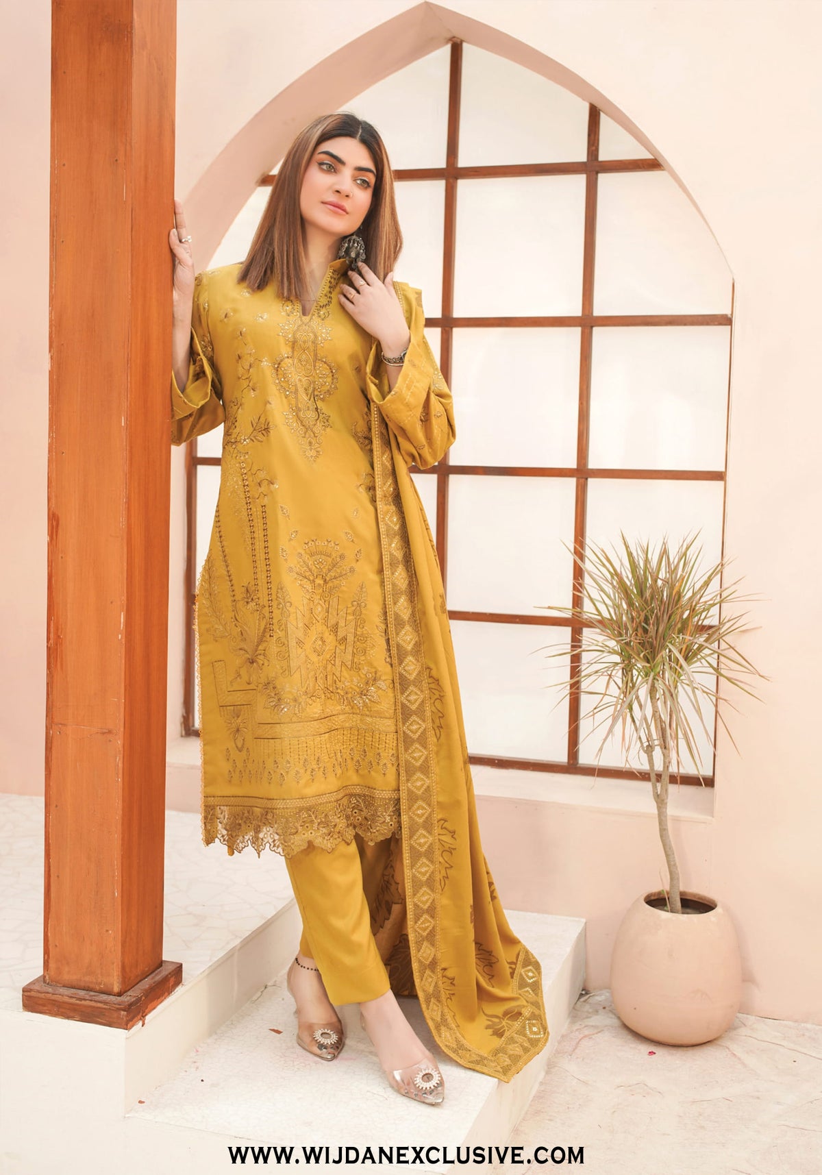Marjjan Unstitched Embroidered Winter Vol-02 Collection - 2025 (MRW-531-MUSTARD)