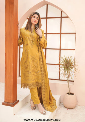 Marjjan Unstitched Embroidered Winter Vol-02 Collection - 2025 (MRW-531-MUSTARD)