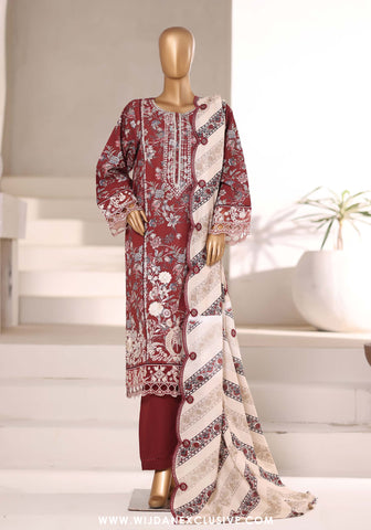 Sadabahar Signature Stitched Embroidered Khaddar Collection - 2025 (MAROON)