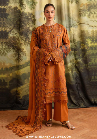 Marjjan Guzel Unstitched Embroidered Lawn Collection - 2025 SMC-208 (Rust)