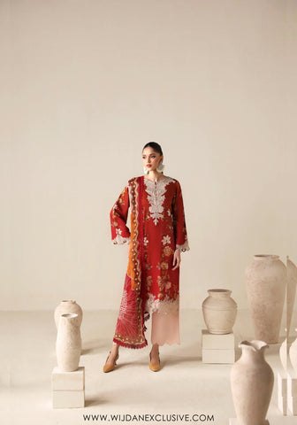 Zyrah by Naqsh | Unstitched Fall Winter Collection - 2025 LUST RED - 00188