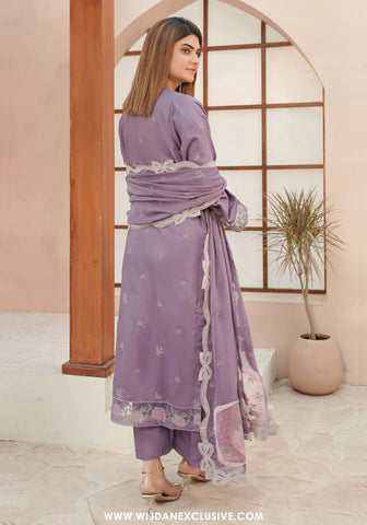 Marjjan Unstitched Silk Viscose Embroidered Vol-03 Collection - 2025 (LAVENDER)