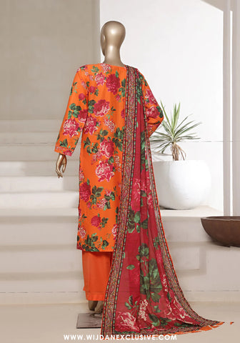 Sadabahar Stitched 3PC Cambric lawn Collection - 2025 Vol-01 Orange