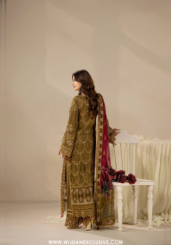Areesha Unstitched Festive Formal Vol-23 Collection - 2026 (Antique Olive Majesty)