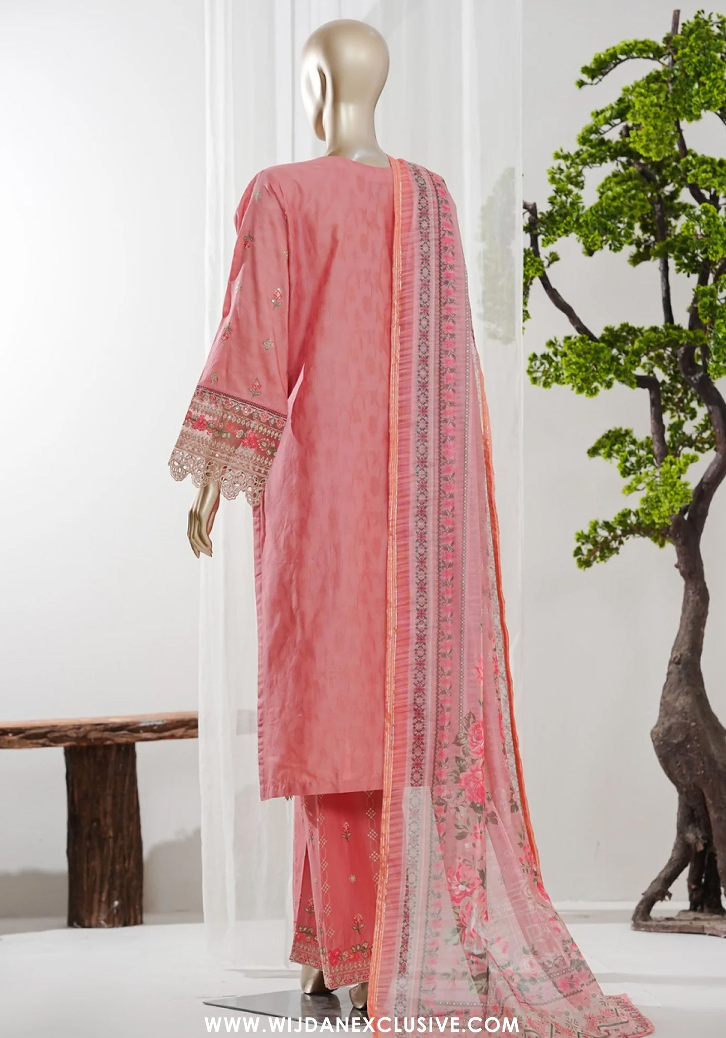 Bin Saeed Stitched 3pc Luxury Embroidered Jacquard Collection - 2026 (D-02)