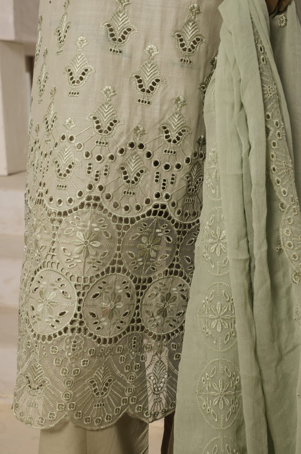 Sadabahar Stitched Luxury Embroidered Chikankari Collection - 2025 (Pista)