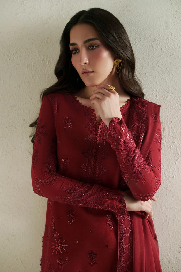 Vera Unstitched Embroidered Raw Silk Formal Edit'26 (LAAL CRIMSON)