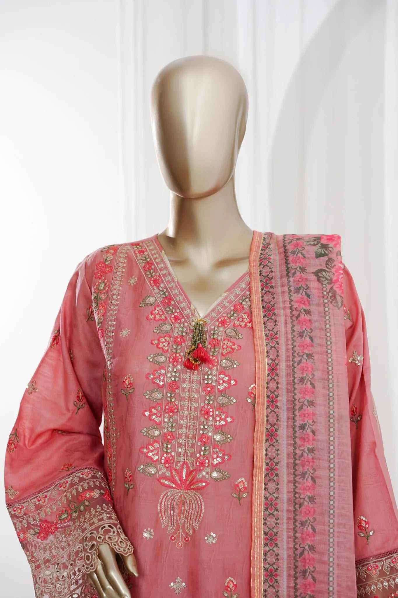 Bin Saeed Stitched 3pc Luxury Embroidered Jacquard Collection - 2026 (D-02)