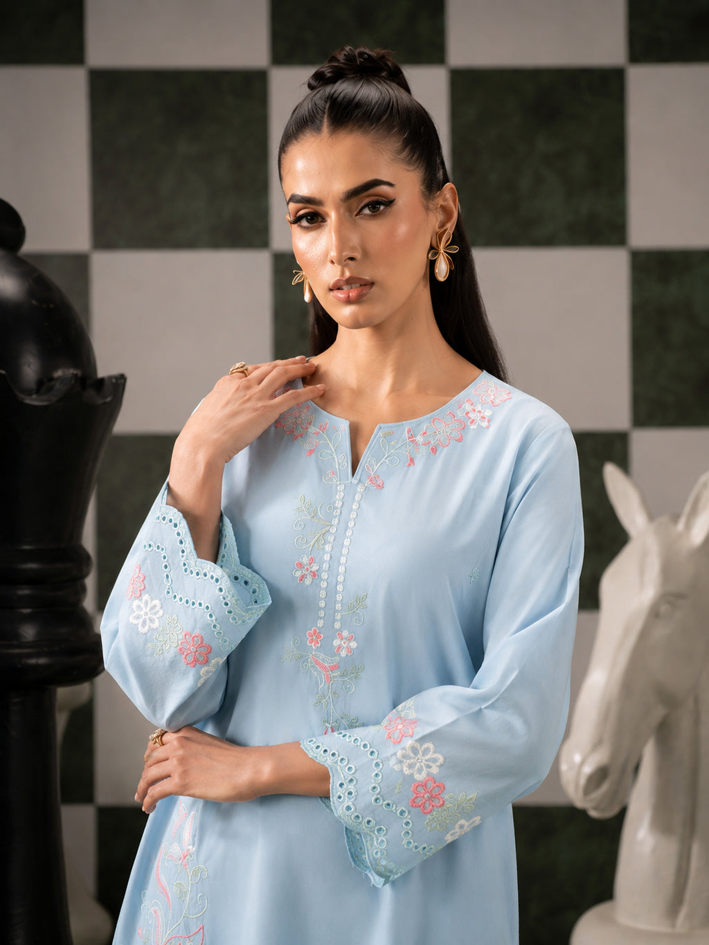 Allure by Wijdan | Stitched 2pc Embroidered Lawn Collection - 2026 (D-02)