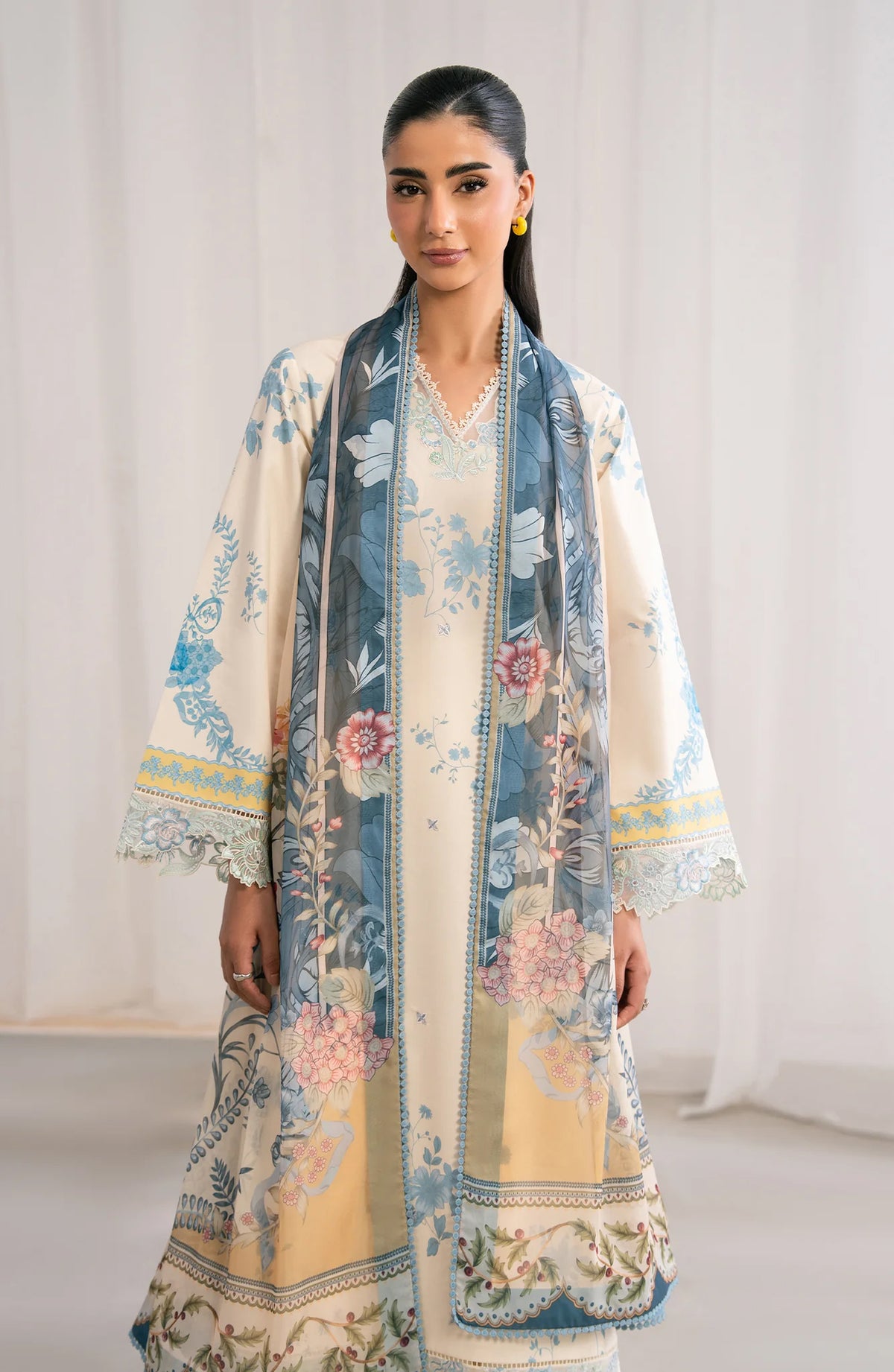 Nysa by Seran | Unstitched Printed & Embroidered Cambric Collection'26 (IVIORE)