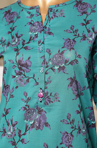 Sadabahar Printed Lawn with Farshi Shalwar Collection - 2025 (Sea Floral)