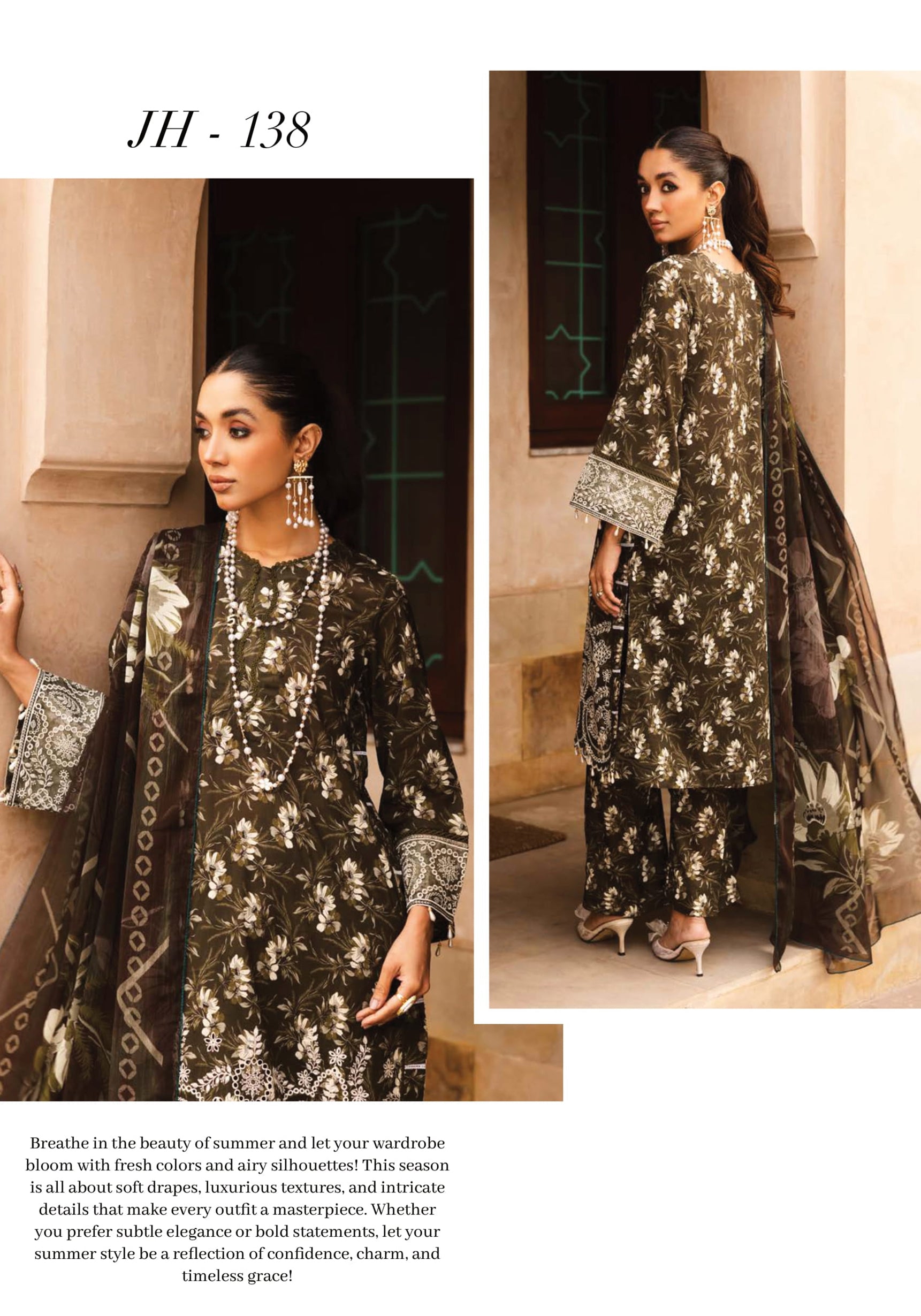 Rozina Embroidered Printed Lawn Collection' by Johra JH-138