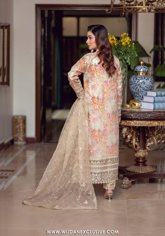 Zoraline by Bint e Noor | Stitched Fancy Embroidered Organza Collection - 2025 (OFF-WHITE)