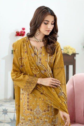Gulkari by Wijdan | Unstitched Embroidered Cotton Chikankari Collection - 2025 (RUSTED GOLD)