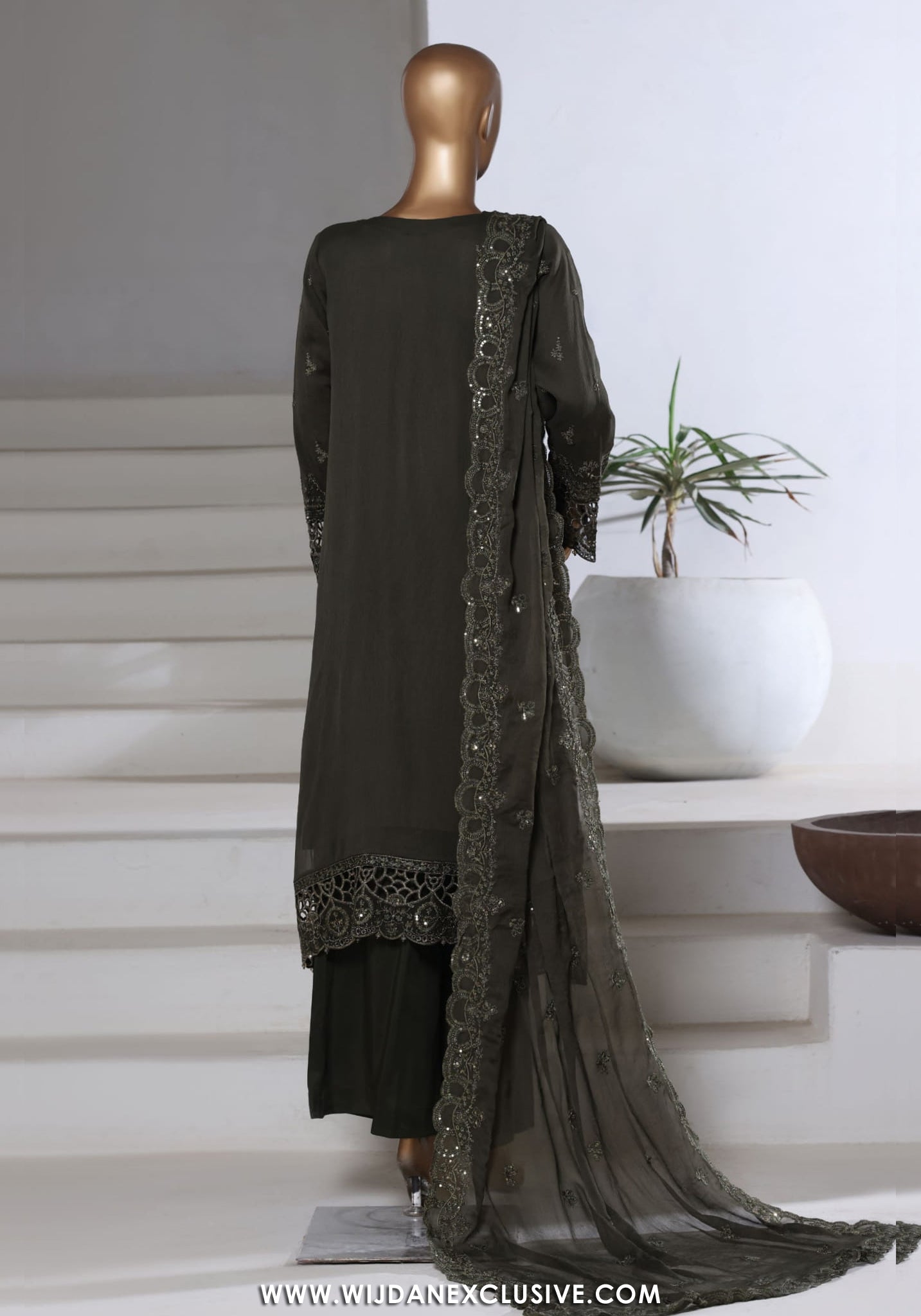 Afsanay by Sadabahar | Stitched Luxury Chiffon Vol-15 Collection - 2025 (OLIVE GREEN)