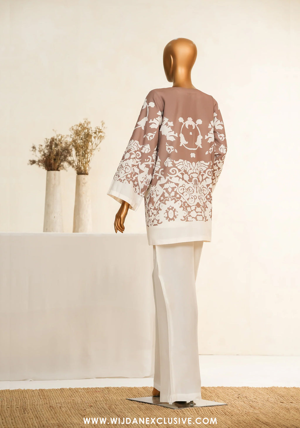 Zehaina by Amna Khadija | RTW Digital Printed Poly Swiss Coat Collection - 2025 (BROWN)