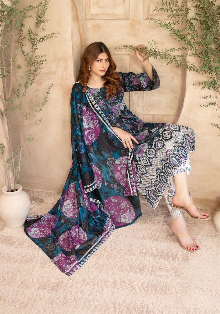 Merrachi by Tawakkal | Unstitched Embroidered Fancy Lawn Collection – 2026 (D-03)